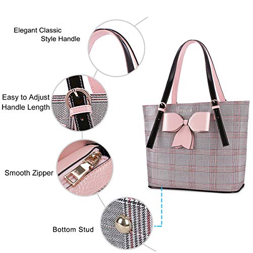 MOSISO Large Capacity Laptop Tote Handbag, Pink&Red
