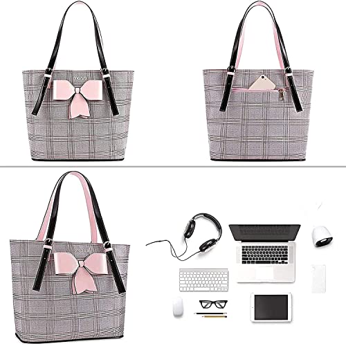 MOSISO Large Capacity Laptop Tote Handbag, Pink&Red