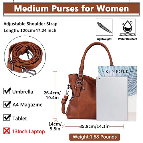 MayBlosom Brown Faux Leather Fashion Hobo Handbag