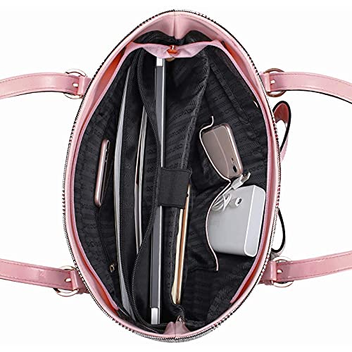 MOSISO Large Capacity Laptop Tote Handbag, Pink&Red