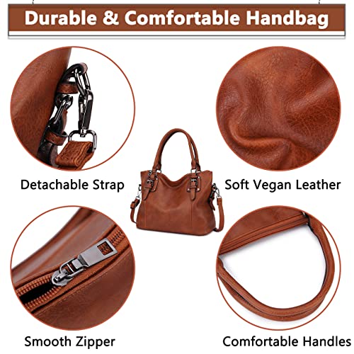 MayBlosom Brown Faux Leather Fashion Hobo Handbag