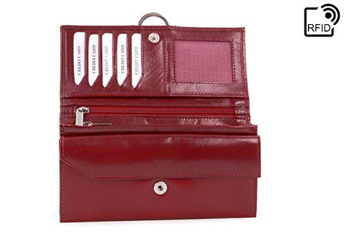 Catwalk Collection Handbags - Large Organiser Purse - Genuine Leather - Red