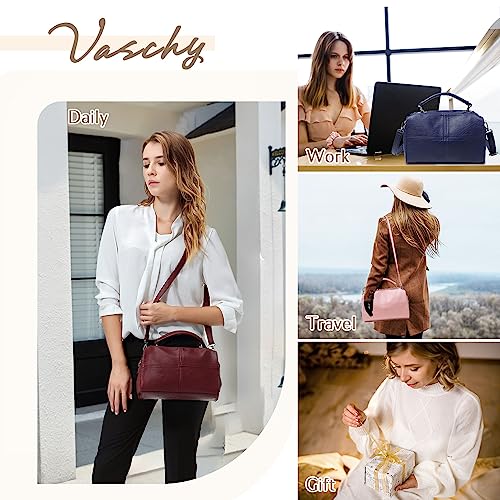 Burgundy Vegan Leather Handbag with Top Handle & Shoulder Bag
