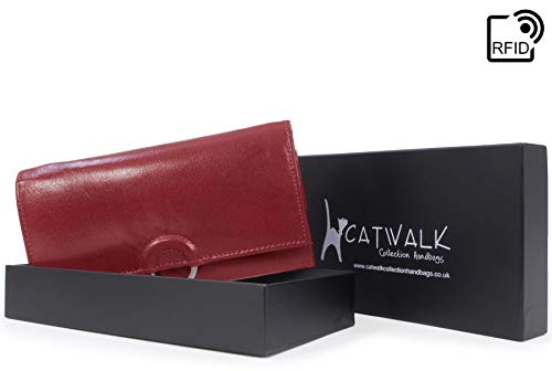 Catwalk Collection Handbags - Large Organiser Purse - Genuine Leather - Red