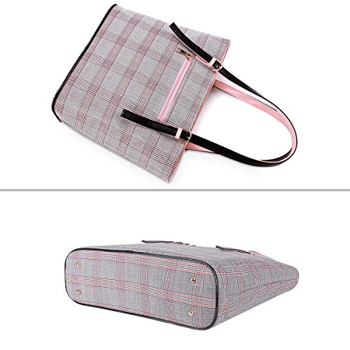 MOSISO Large Capacity Laptop Tote Handbag, Pink&Red