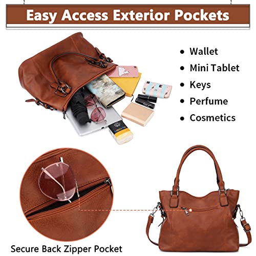 MayBlosom Brown Faux Leather Fashion Hobo Handbag