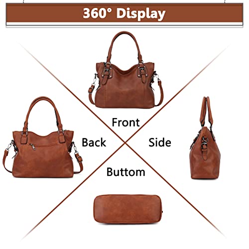 MayBlosom Brown Faux Leather Fashion Hobo Handbag