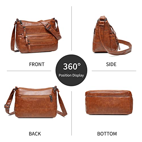 Hanaso Small Crossbody Bag: Brown PU Leather Handbag