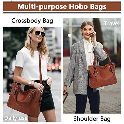 MayBlosom Brown Faux Leather Fashion Hobo Handbag