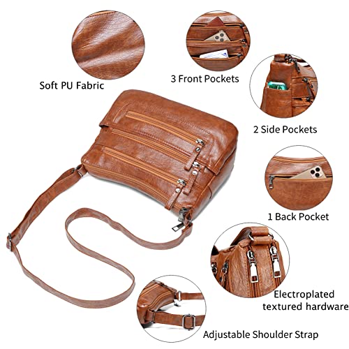 Hanaso Small Crossbody Bag: Brown PU Leather Handbag