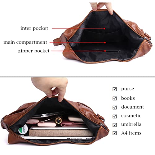 Hanaso Ladies Soft Leather Shoulder Bag - Brown