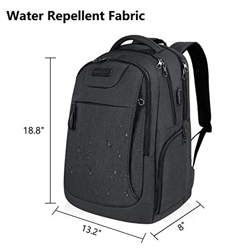 KROSER Large Laptop Backpack with USB Charging Port - Charcoal Black