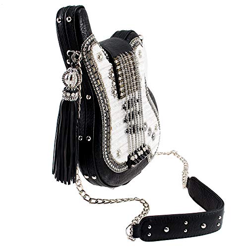 Mary Frances Embellished Electric Guitar Crossbody Handbag, Blackwhite