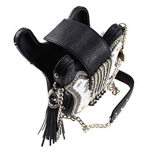 Mary Frances Embellished Electric Guitar Crossbody Handbag, Blackwhite