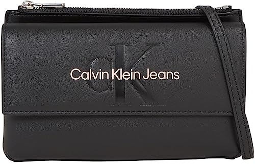 Calvin Klein Flap Xbody: Black Rose Designer Handbag