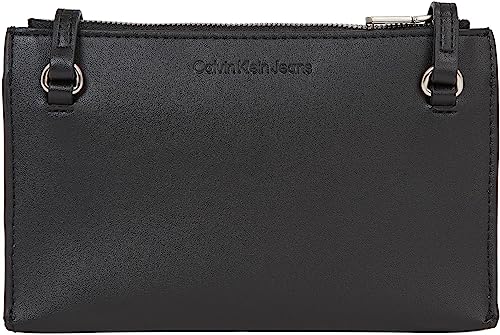 Calvin Klein Flap Xbody: Black Rose Designer Handbag