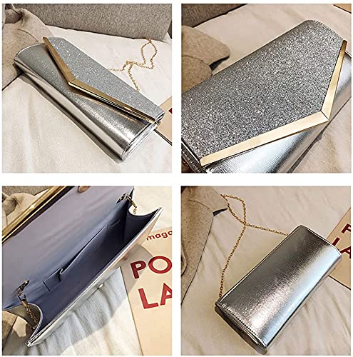 Rose Gold Sequin Envelope Clutch with Chain Strap