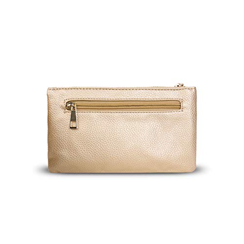 Gold Designer Clutch with Crossbody and Shoulder Strap