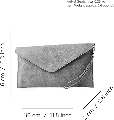 Verapelle Italian Suede Envelope Clutch - Designer Handbag