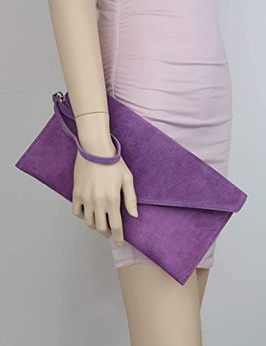Verapelle Italian Suede Envelope Clutch - Designer Handbag