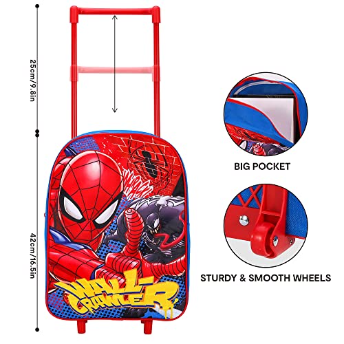 Spiderman Kinder-Trolley mit Rollen und Teleskopgriff, 43x29x14 cm
