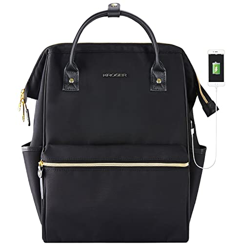 Stylish 15.6" Laptop Backpack with USB Port - Black