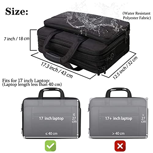 17 Inch Laptop Messenger Shoulder Bag - Black