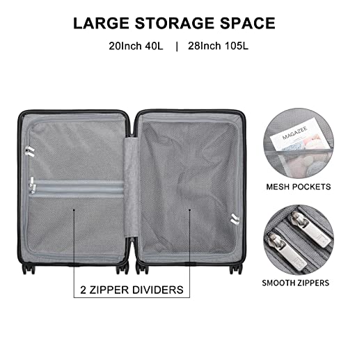 LEVEL8 Handgepäck Koffer Micro-Diamond Textured Spinner (Schwarz)