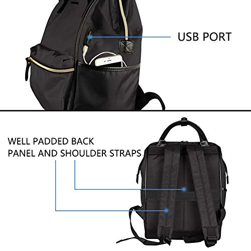 Stylish 15.6" Laptop Backpack with USB Port - Black