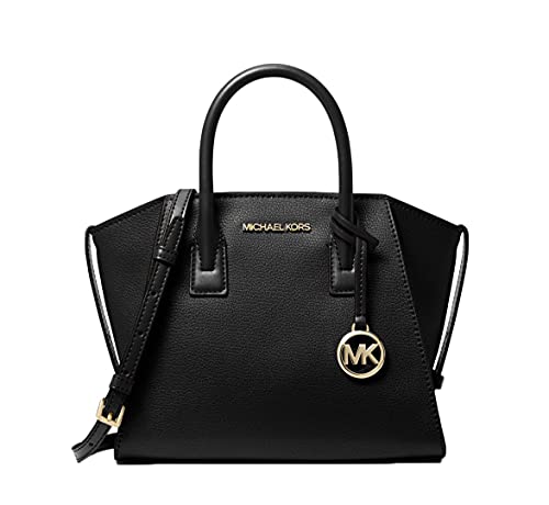 Michael Kors Avril Small Pebble Leather Satchel (Black/Gold)