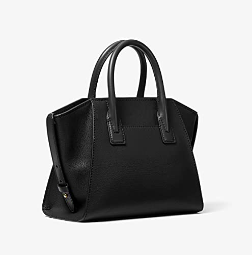 Michael Kors Avril Small Pebble Leather Satchel (Black/Gold)