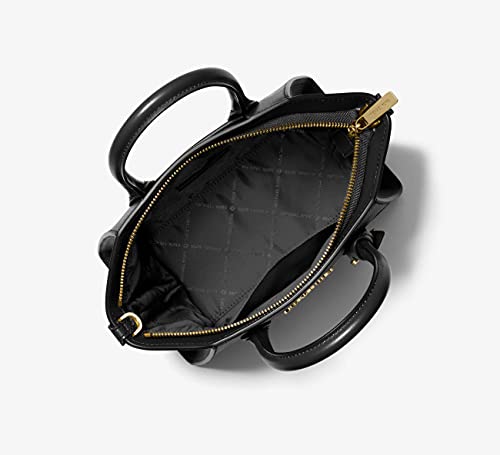 Michael Kors Avril Small Pebble Leather Satchel (Black/Gold)
