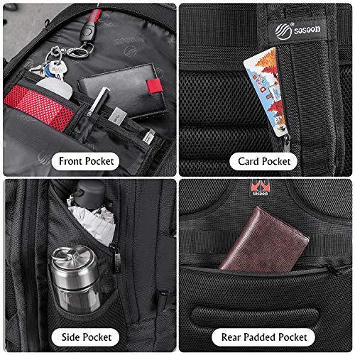 Large Laptop Backpack, 17 Inch, USB Charging Port, Durable, Unisex Black