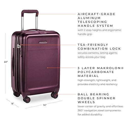 Briggs & Riley Sympatico Hardside Domestic Spinner Luggage, Plum, 22-Inch Carry-On