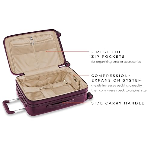 Briggs & Riley Sympatico Hardside Domestic Spinner Luggage, Plum, 22-Inch Carry-On