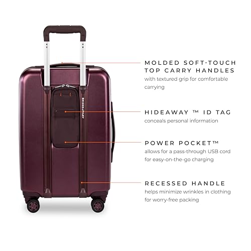 Briggs & Riley Sympatico Hardside Domestic Spinner Luggage, Plum, 22-Inch Carry-On