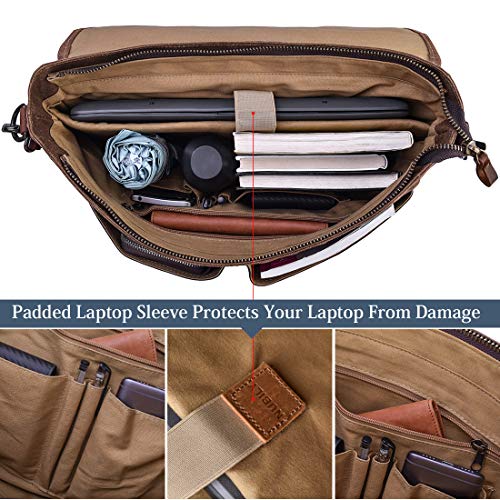 NUBILY Laptop Messenger Bag - Vintage Leather Shoulder Bag
