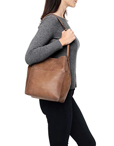 FRYE Reed Zip Leather Hobo, Tan, One size