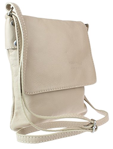 RS.FASHIONS Women's Small Italian Leather Crossbody Bag - Beige