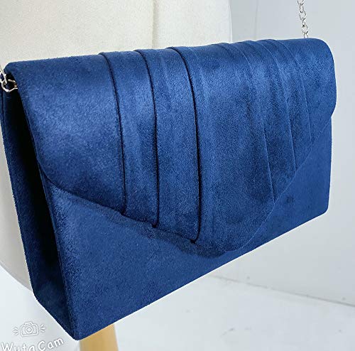 LeahWard Women's Navy Suede Clutch Wedding Purse