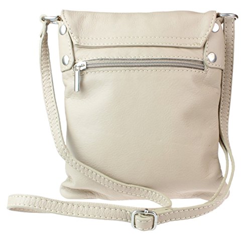 RS.FASHIONS Women's Small Italian Leather Crossbody Bag - Beige