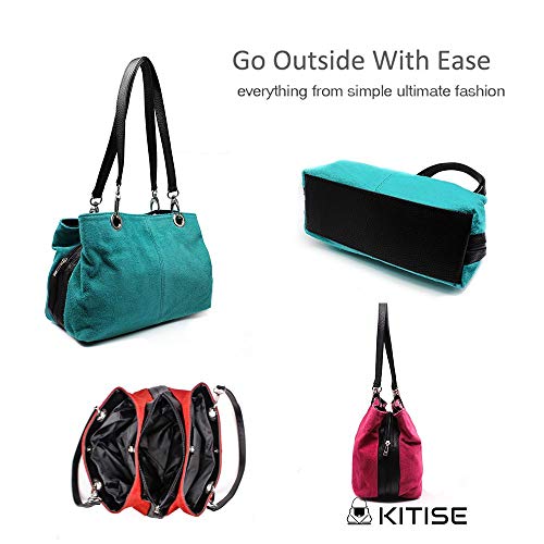 Kitise Women's Italian Suede Small Tote Bag (Black)