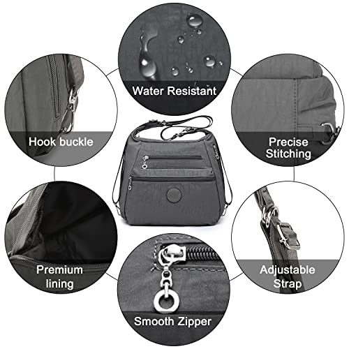 Nylon 3-in-1 Anti-Theft Designer Grey Handbag
