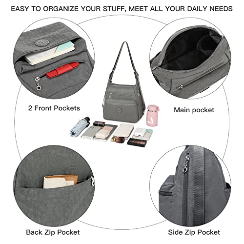 Nylon 3-in-1 Anti-Theft Designer Grey Handbag