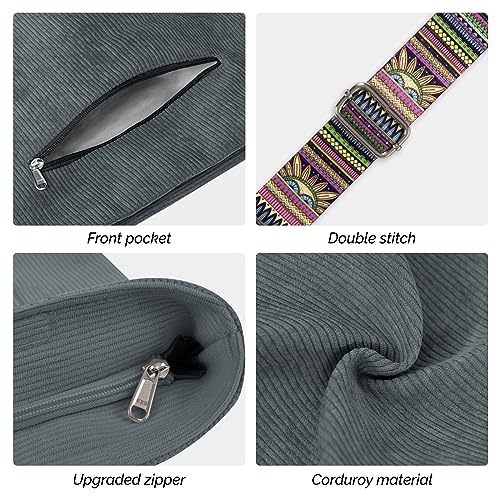 Gray Damen Cord Tragetasche: Große Kapazität, Reißverschluss