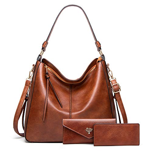 Black Leather Handbag Set with Purse and Card Bag