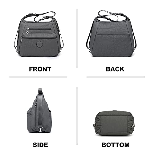 Nylon 3-in-1 Anti-Theft Designer Grey Handbag