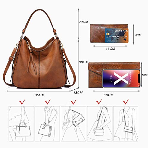 Black Leather Handbag Set with Purse and Card Bag