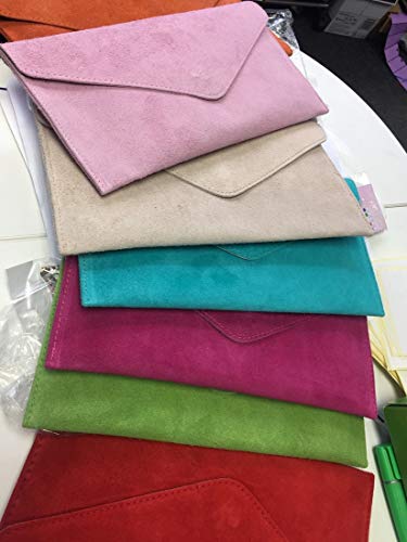 LeahWard Suede Leather Clutch Bag - Fuchsia