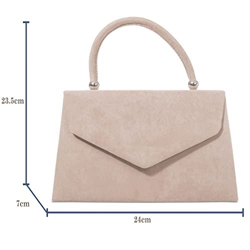 fi9® Retro Suede Ladies Party Clutch Handbag (Nude)